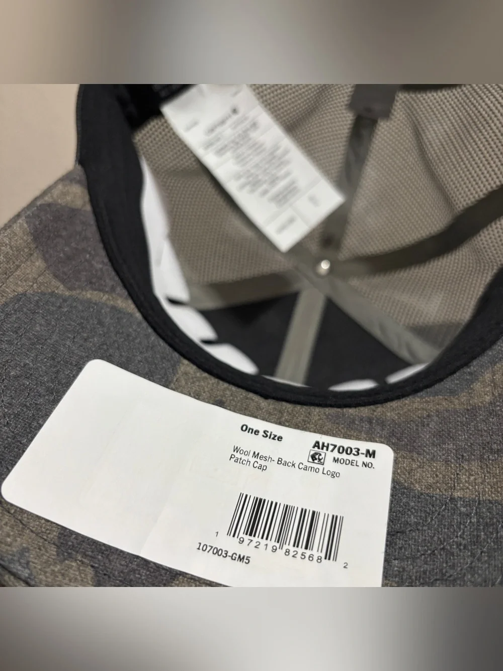 Carhartt Wool Mesh Back Camo Patch Cap One Size Gray Trucker Hat NWT